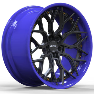 OS Forged Wheels Fi01 Satin Black Royal Blue Lip